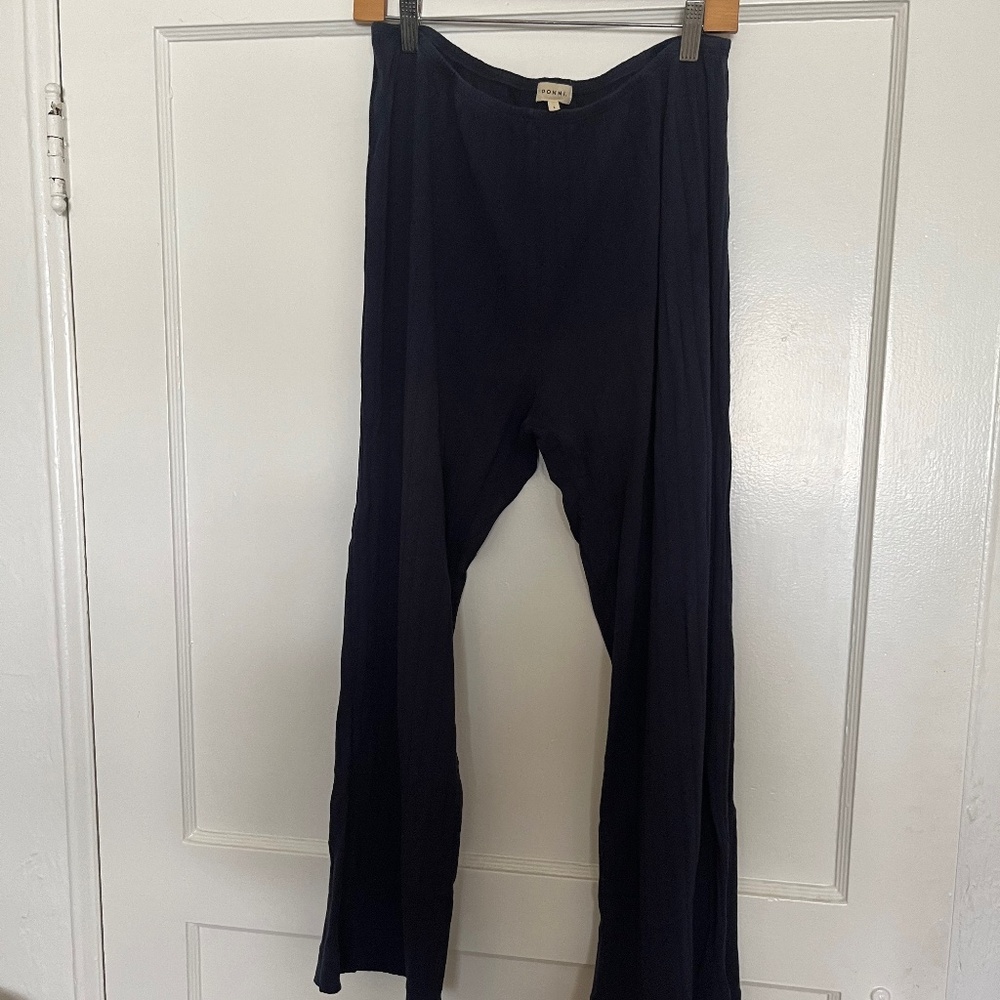 DONNI Pointelle Simple Crop Pant navy